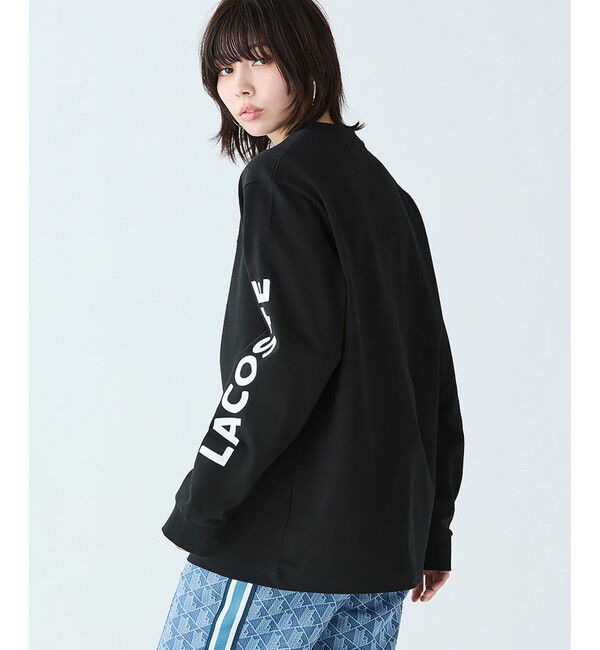 LACOSTE「ヘビーウェイト スリーブプリント ロングリブスリーブTシャツ」|Tシャツ・カットソー|