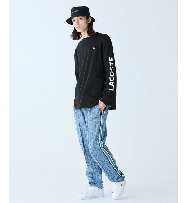 LACOSTE「ヘビーウェイト スリーブプリント ロングリブスリーブTシャツ」|Tシャツ・カットソー|