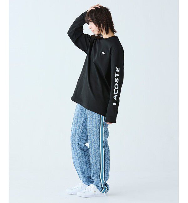 LACOSTE「ヘビーウェイト スリーブプリント ロングリブスリーブTシャツ」|Tシャツ・カットソー|