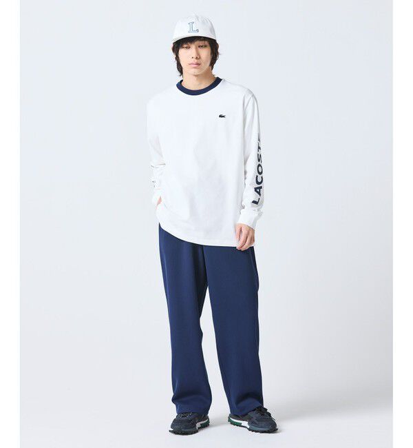 LACOSTE「ヘビーウェイト スリーブプリント ロングリブスリーブTシャツ」|Tシャツ・カットソー|