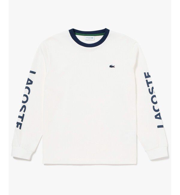 LACOSTE「ヘビーウェイト スリーブプリント ロングリブスリーブTシャツ」|Tシャツ・カットソー|
