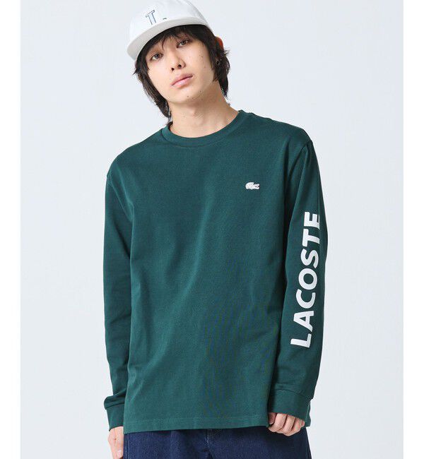LACOSTE「ヘビーウェイト スリーブプリント ロングリブスリーブTシャツ」|Tシャツ・カットソー|