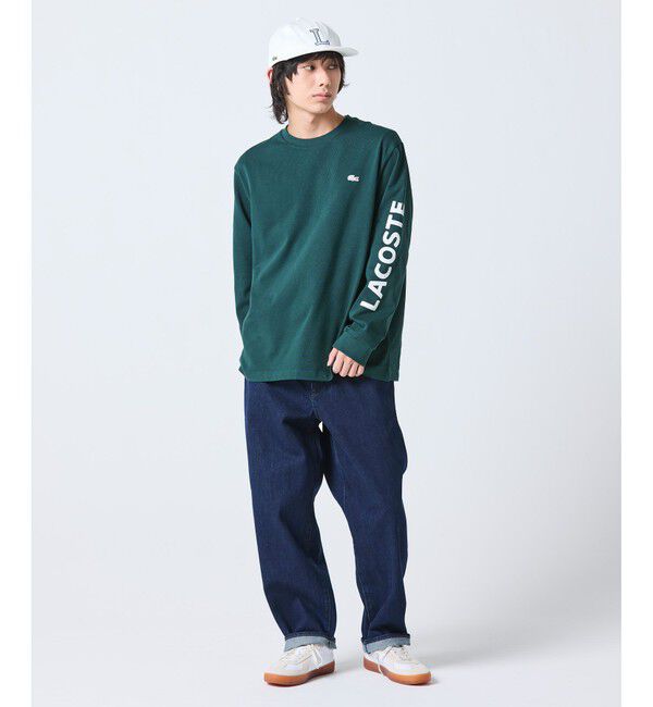 LACOSTE「ヘビーウェイト スリーブプリント ロングリブスリーブTシャツ」|Tシャツ・カットソー|