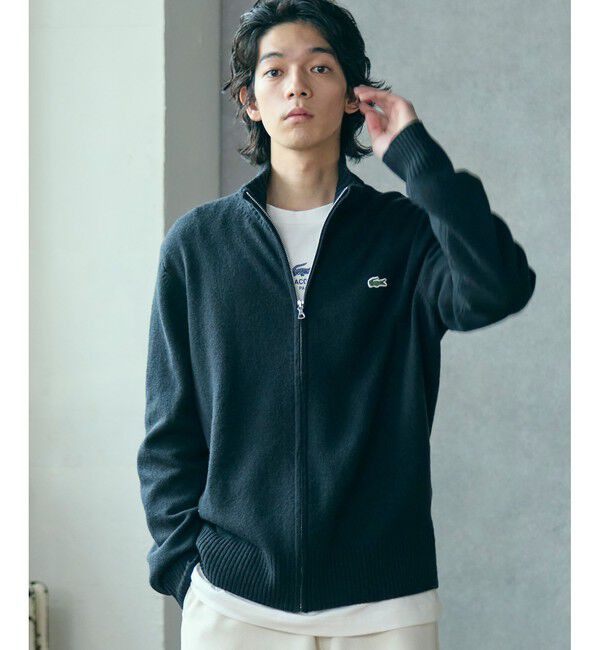 LACOSTE「ハイネックフルジップ ウールニットセーター / ドライバーズニット」|ニット・セーター|