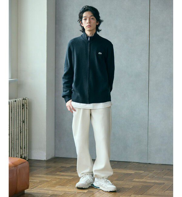 LACOSTE「ハイネックフルジップ ウールニットセーター / ドライバーズニット」|ニット・セーター|