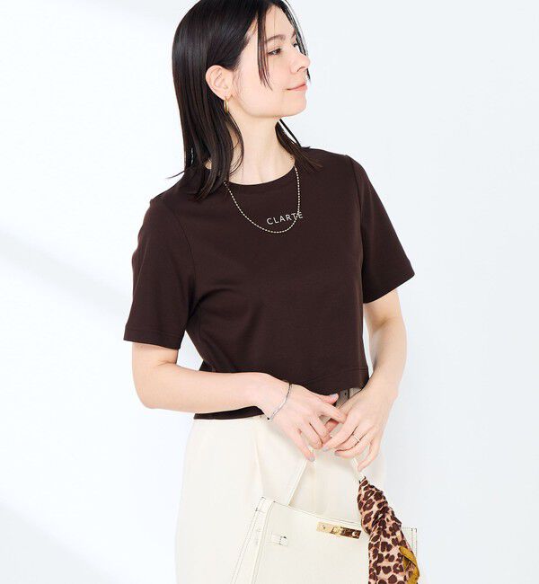 NOLLEY'S sophi「《撥水/汗染み軽減》ショート丈ロゴTシャツ」|Tシャツ・カットソー|