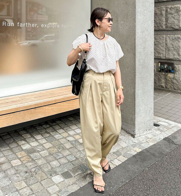 NOLLEY'S「【WEB限定】ウォッシャブルサッカードット袖ギャザーブラウス」|シャツ・ブラウス|