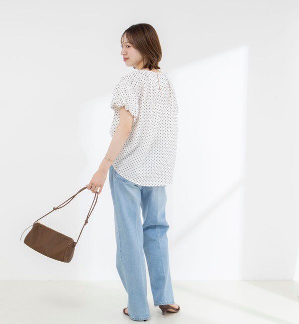 NOLLEY'S「【WEB限定】ウォッシャブルサッカードット袖ギャザーブラウス」|シャツ・ブラウス|