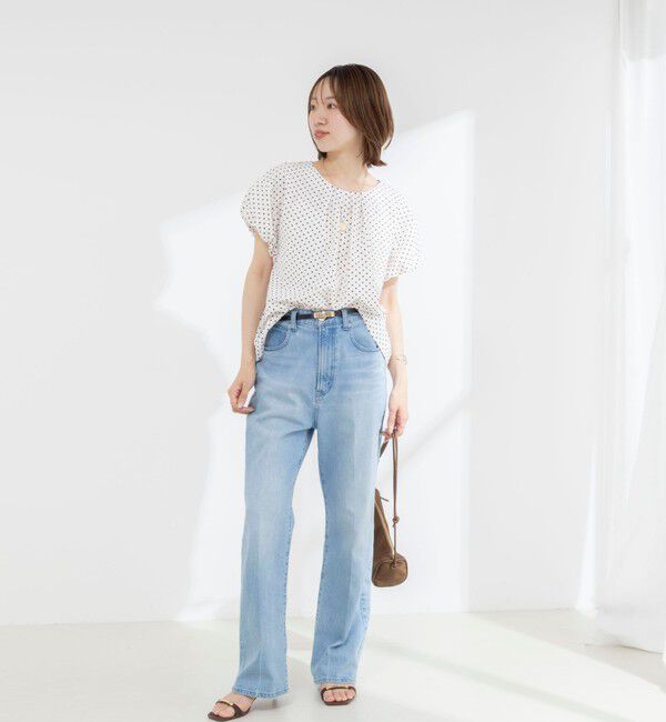 NOLLEY'S「【WEB限定】ウォッシャブルサッカードット袖ギャザーブラウス」|シャツ・ブラウス|