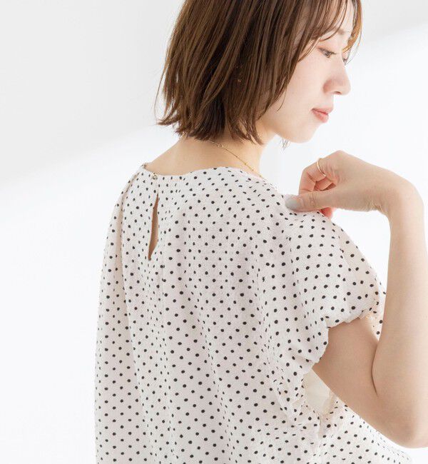 NOLLEY'S「【WEB限定】ウォッシャブルサッカードット袖ギャザーブラウス」|シャツ・ブラウス|