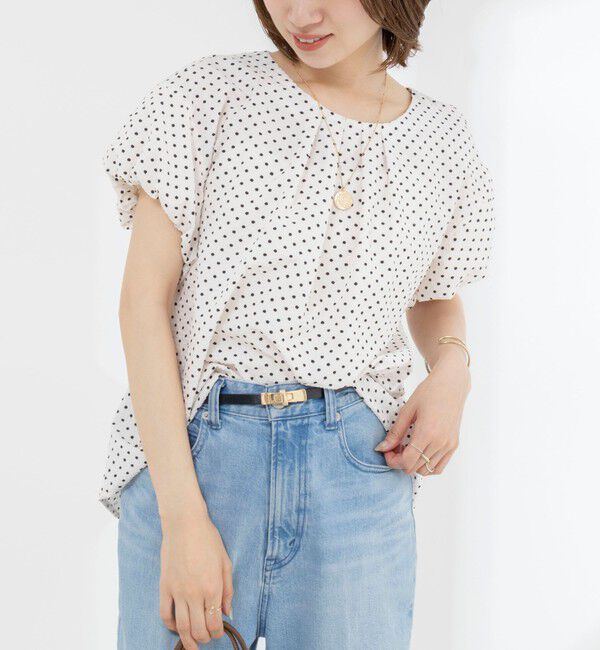 NOLLEY'S「【WEB限定】ウォッシャブルサッカードット袖ギャザーブラウス」|シャツ・ブラウス|