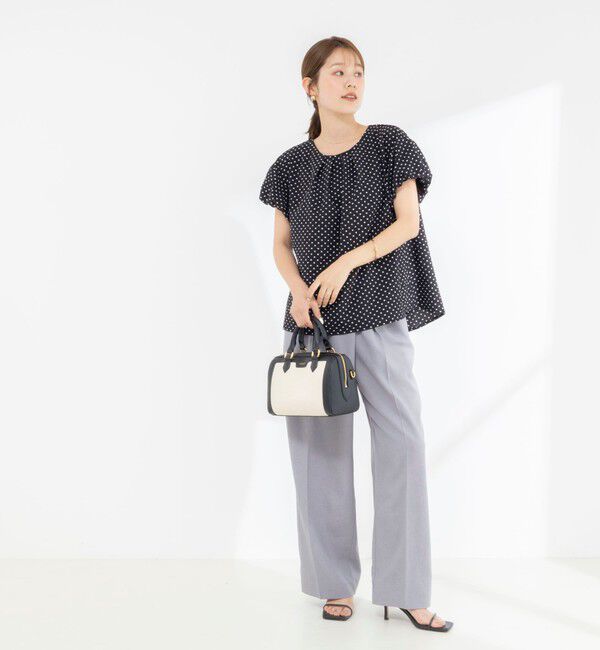 NOLLEY'S「【WEB限定】ウォッシャブルサッカードット袖ギャザーブラウス」|シャツ・ブラウス|