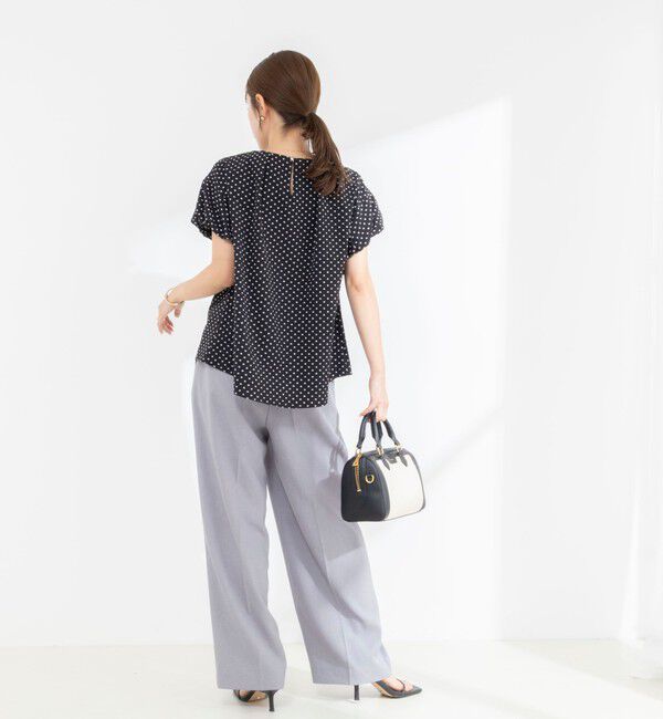 NOLLEY'S「【WEB限定】ウォッシャブルサッカードット袖ギャザーブラウス」|シャツ・ブラウス|