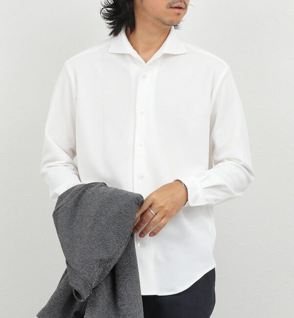NOLLEY'S goodman「《ビジカジ対応》ケーブルニットシャツ イタリアンカラー 26AW」|シャツ・ブラウス|