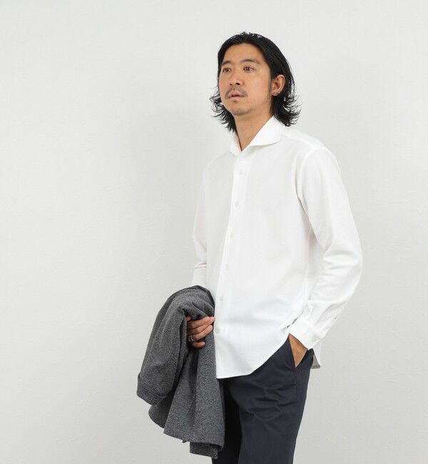 NOLLEY'S goodman「《ビジカジ対応》ケーブルニットシャツ イタリアンカラー 26AW」|シャツ・ブラウス|