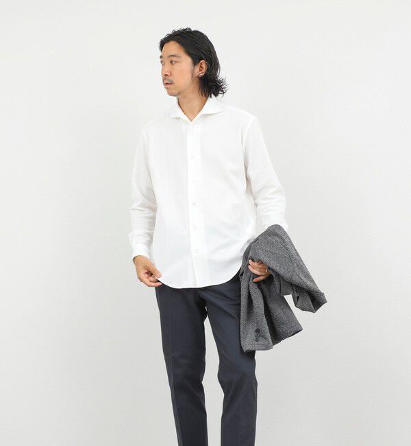 NOLLEY'S goodman「《ビジカジ対応》ケーブルニットシャツ イタリアンカラー 26AW」|シャツ・ブラウス|
