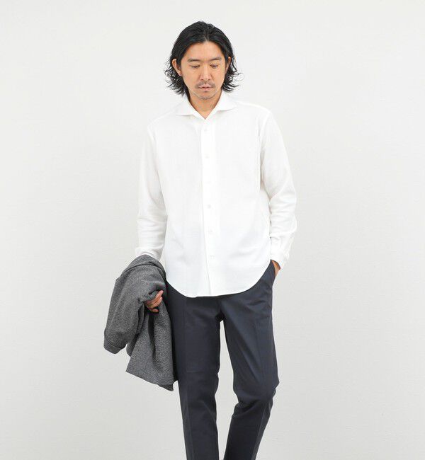 NOLLEY'S goodman「《ビジカジ対応》ケーブルニットシャツ イタリアンカラー 26AW」|シャツ・ブラウス|