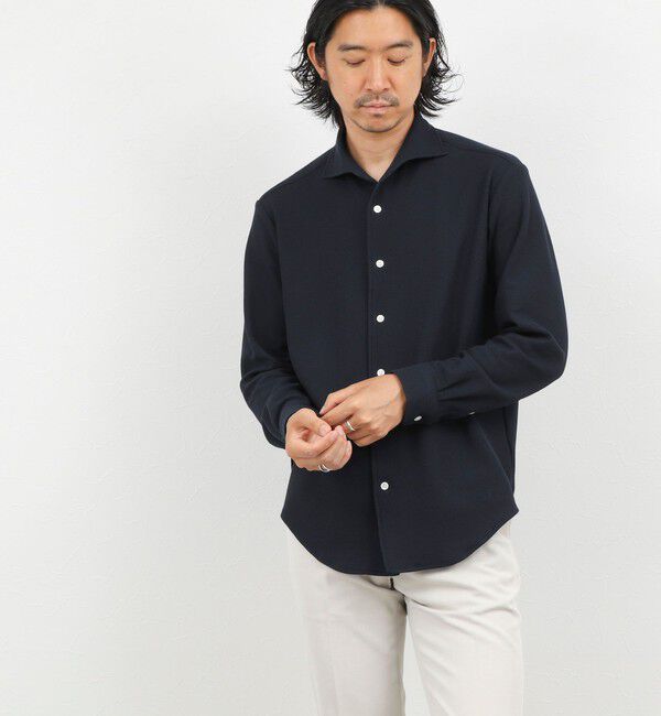 NOLLEY'S goodman「《ビジカジ対応》ケーブルニットシャツ イタリアンカラー 26AW」|シャツ・ブラウス|