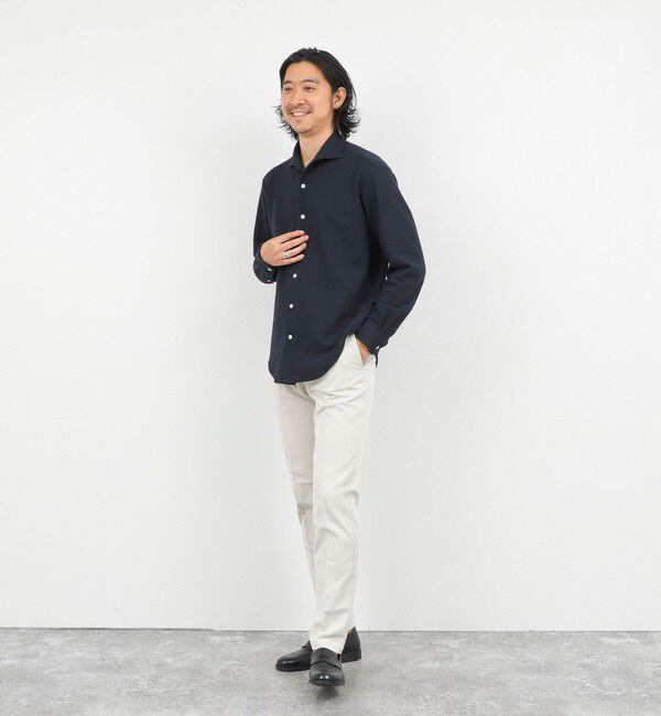 NOLLEY'S goodman「《ビジカジ対応》ケーブルニットシャツ イタリアンカラー 26AW」|シャツ・ブラウス|