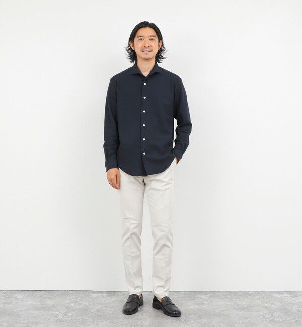 NOLLEY'S goodman「《ビジカジ対応》ケーブルニットシャツ イタリアンカラー 26AW」|シャツ・ブラウス|