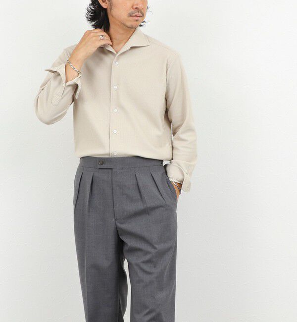 NOLLEY'S goodman「《ビジカジ対応》ケーブルニットシャツ イタリアンカラー 26AW」|シャツ・ブラウス|