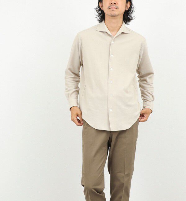 NOLLEY'S goodman「《ビジカジ対応》ケーブルニットシャツ イタリアンカラー 26AW」|シャツ・ブラウス|