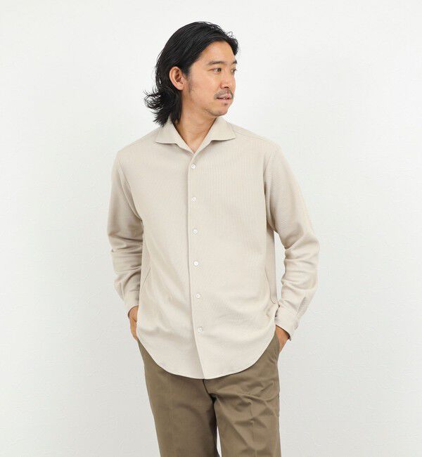 NOLLEY'S goodman「《ビジカジ対応》ケーブルニットシャツ イタリアンカラー 26AW」|シャツ・ブラウス|
