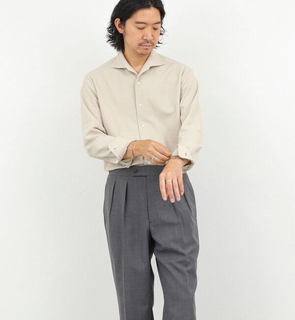 NOLLEY'S goodman「《ビジカジ対応》ケーブルニットシャツ イタリアンカラー 26AW」|シャツ・ブラウス|