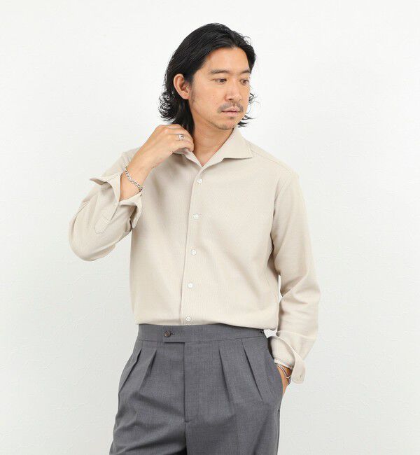 NOLLEY'S goodman「《ビジカジ対応》ケーブルニットシャツ イタリアンカラー 26AW」|シャツ・ブラウス|