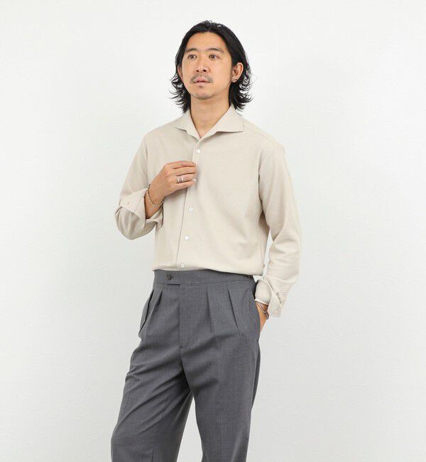 NOLLEY'S goodman「《ビジカジ対応》ケーブルニットシャツ イタリアンカラー 26AW」|シャツ・ブラウス|