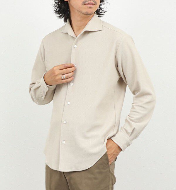 NOLLEY'S goodman「《ビジカジ対応》ケーブルニットシャツ イタリアンカラー 26AW」|シャツ・ブラウス|