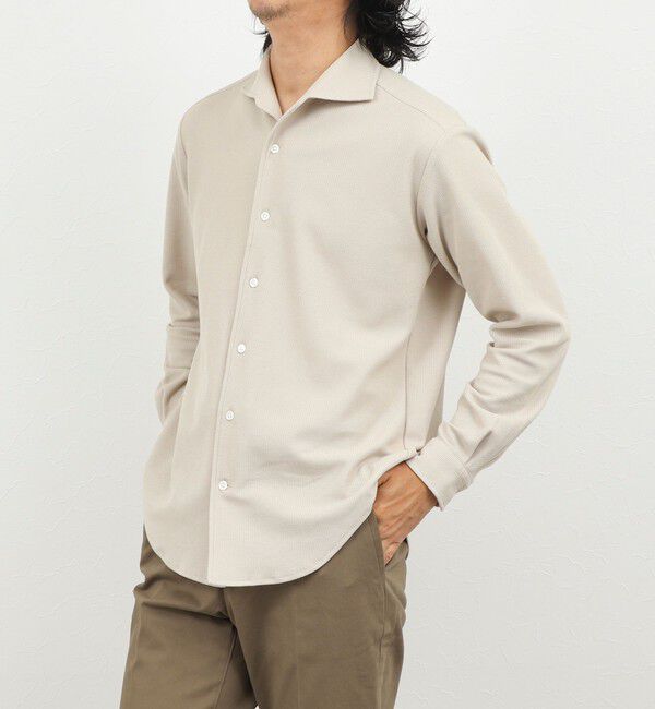 NOLLEY'S goodman「《ビジカジ対応》ケーブルニットシャツ イタリアンカラー 26AW」|シャツ・ブラウス|