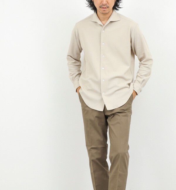 NOLLEY'S goodman「《ビジカジ対応》ケーブルニットシャツ イタリアンカラー 26AW」|シャツ・ブラウス|