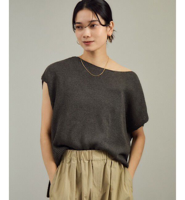 SALON adam et rope'「ペーパーヤーンフレンチスリーブプルオーバー［手洗い可/和紙素材］」|Tシャツ・カットソー|