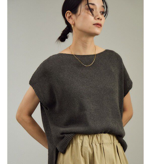 SALON adam et rope'「ペーパーヤーンフレンチスリーブプルオーバー［手洗い可/和紙素材］」|Tシャツ・カットソー|