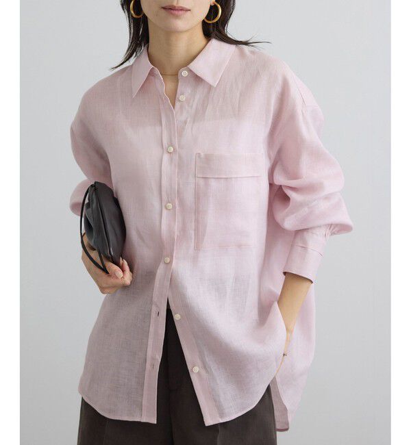 SALON adam et rope'「リネンオーバーシャツ / GENTLE LINEN」|シャツ・ブラウス|ピンク(63)
