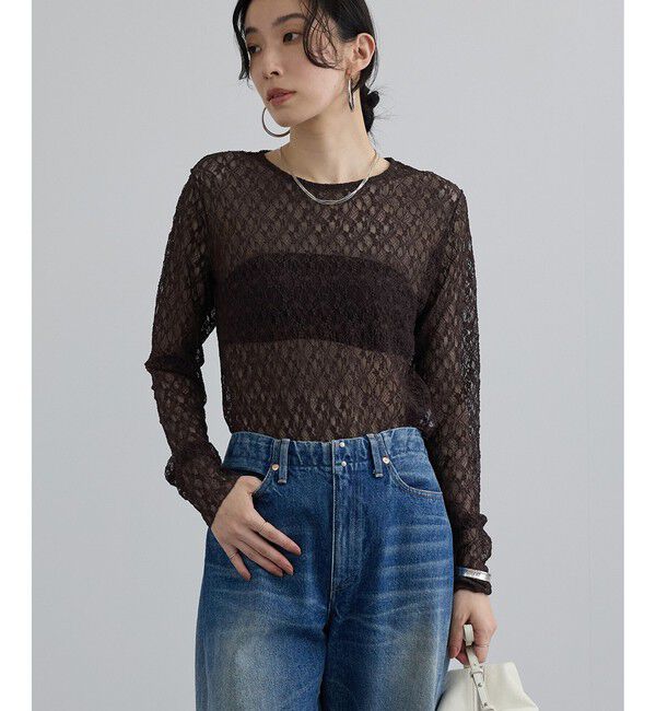 SALON adam et rope'「シアーストレッチレースプルオーバー」|Tシャツ・カットソー|