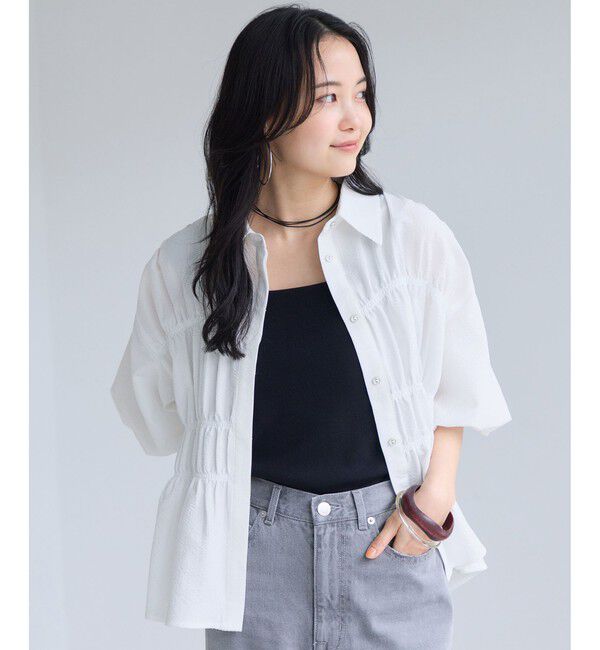VIS「【夏トク価格】サッカーシャーリングバルーンシャツ」|シャツ・ブラウス|