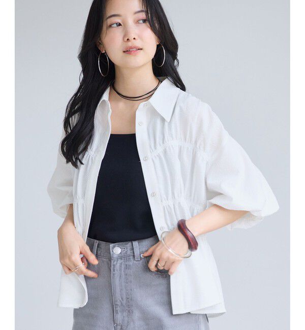 VIS「【夏トク価格】サッカーシャーリングバルーンシャツ」|シャツ・ブラウス|