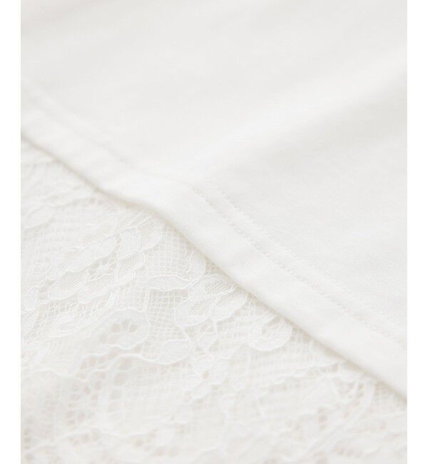 Rope&rsquo;Picnic「レースドッキングフレンチスリーブトップス/UVカット・接触冷感・汗染み防止」|Tシャツ・カットソー|
