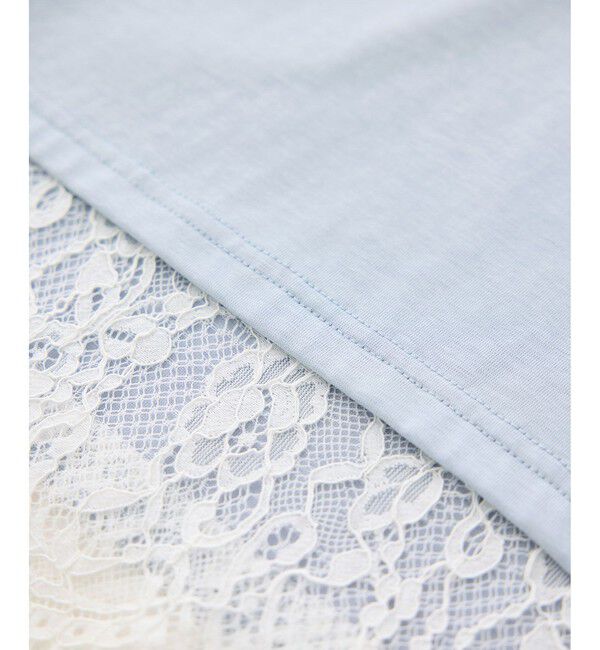 Rope&rsquo;Picnic「レースドッキングフレンチスリーブトップス/UVカット・接触冷感・汗染み防止」|Tシャツ・カットソー|