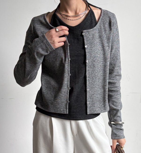  「【WEB限定/セット着用可能】カシミアタッチスムースレイヤード風カーディガン」|Tシャツ・カットソー|