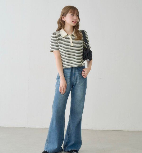  「【S.Mサイズ展開】ボーダーポロTEE」|ポロシャツ|
