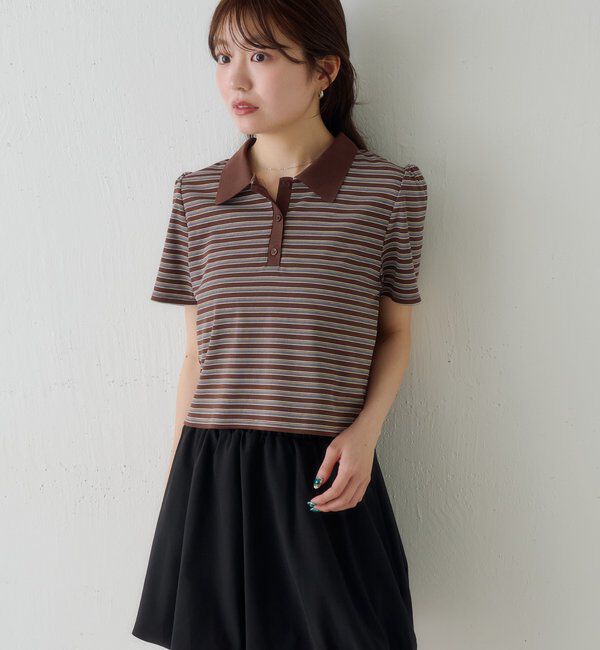  「【S.Mサイズ展開】ボーダーポロTEE」|ポロシャツ|