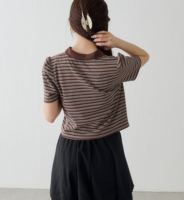  「【S.Mサイズ展開】ボーダーポロTEE」|ポロシャツ|