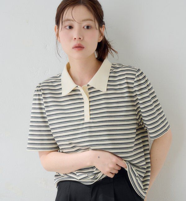  「【S.Mサイズ展開】ボーダーポロTEE」|ポロシャツ|
