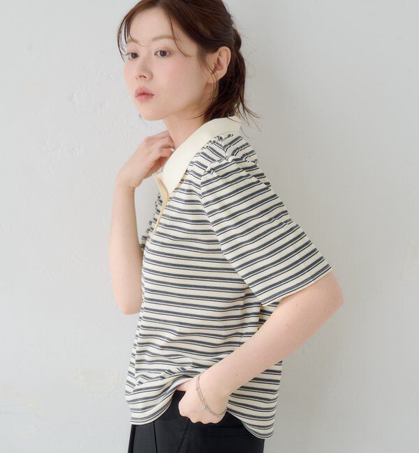  「【S.Mサイズ展開】ボーダーポロTEE」|ポロシャツ|