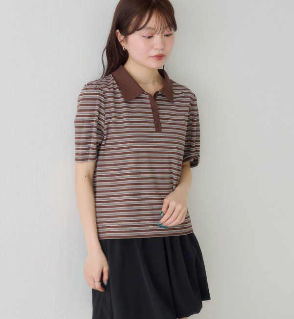  「【S.Mサイズ展開】ボーダーポロTEE」|ポロシャツ|