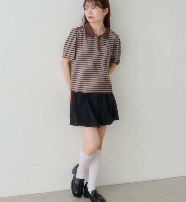  「【S.Mサイズ展開】ボーダーポロTEE」|ポロシャツ|