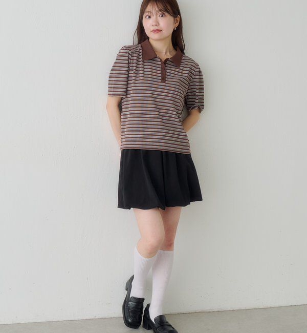  「【S.Mサイズ展開】ボーダーポロTEE」|ポロシャツ|
